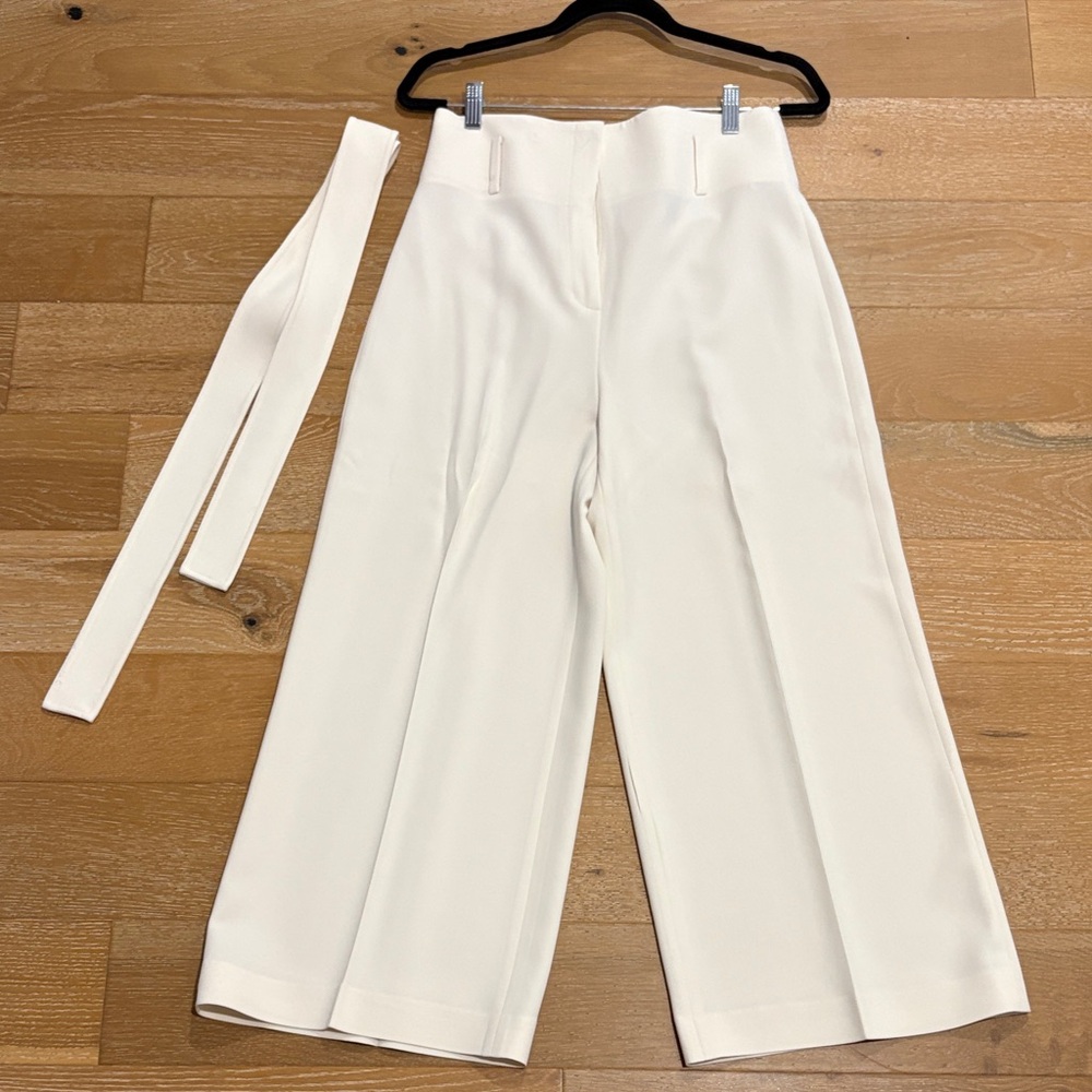 Cream wide leg pants